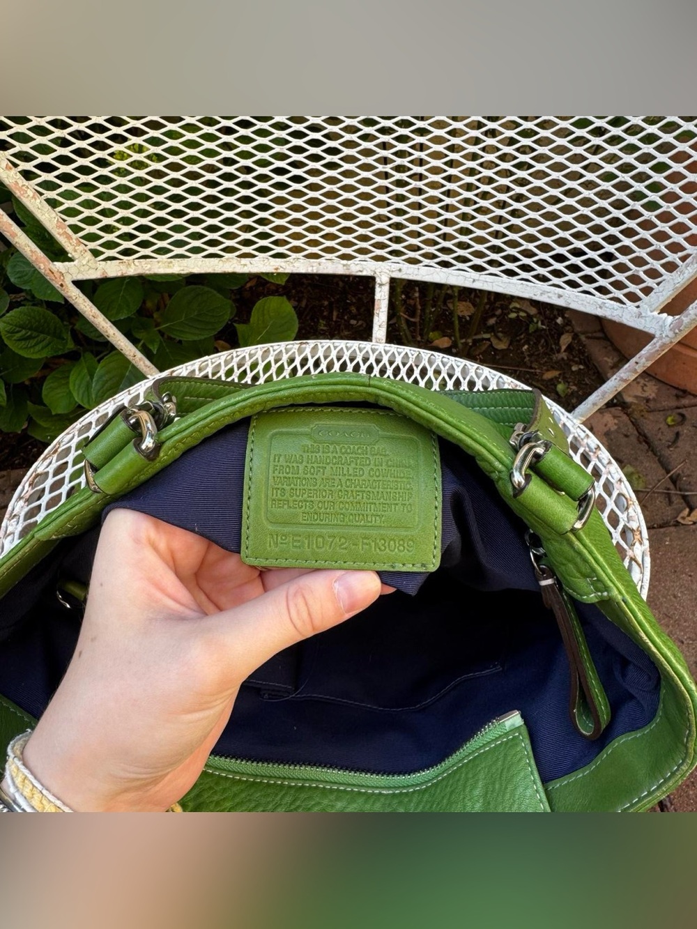 Y2K Green Pebbled Leather Coach Shoulder Bag - Picture 7 of 8